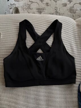 adidas Black Cross-Back Supernova Medium Support Sports Bra